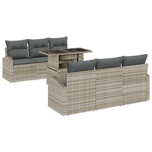 vidaXL Set Divano da Giardino 7 pcs Grigio chiaro Poly Rattan