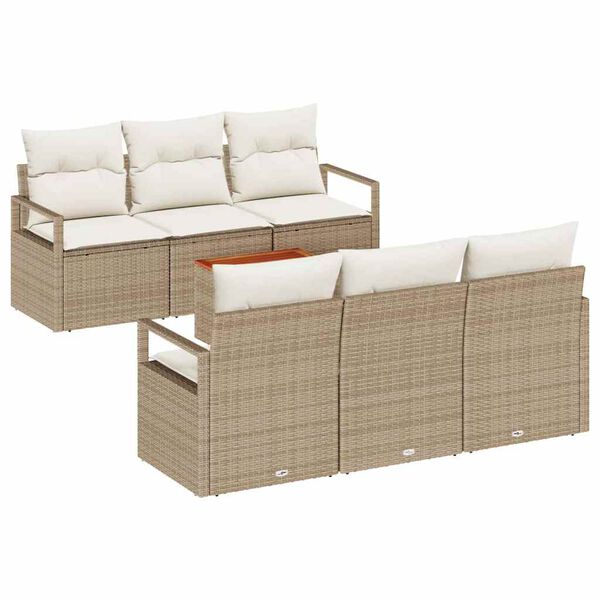 vidaXL Set Divano da Giardino 7 pcs Beige e bianco