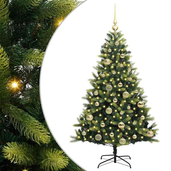 vidaXL Albero di Natale Artificiale Pieghevole 150 LED Verde 120 cm