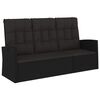vidaXL Panca da Giardino Reclinabile con Cuscini 173cm Polyrattan Nero