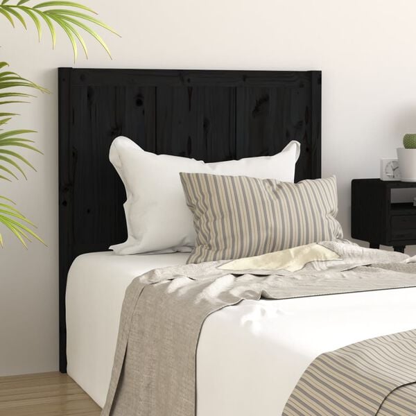 vidaXL Testiera per Letto Nera 95,5x4x100 cm in Legno Massello di Pino