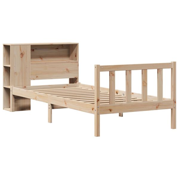 vidaXL Giroletto con Libreria senza Materasso 75x190 cm in Legno Pino