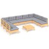vidaXL Set Divani da Giardino 10 pz con Cuscini Grigi Massello di Pino