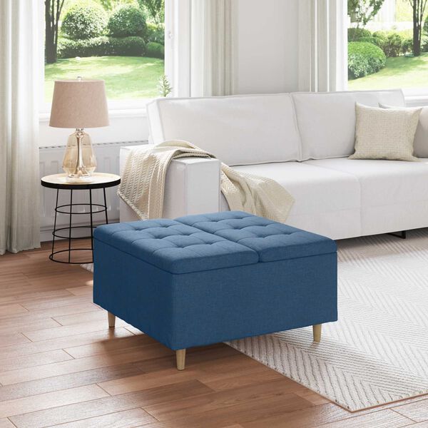 vidaXL Pouf contenitore con cuscino Blu 80 x 80 x 45 cm Tessuto