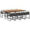 vidaXL Set da Pranzo da Giardino 9 pz con Cuscini Nero in Polyrattan