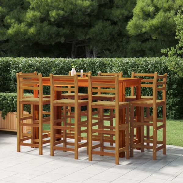 vidaXL Set da Bar per Giardino 9 pz in Legno Massello di Acacia
