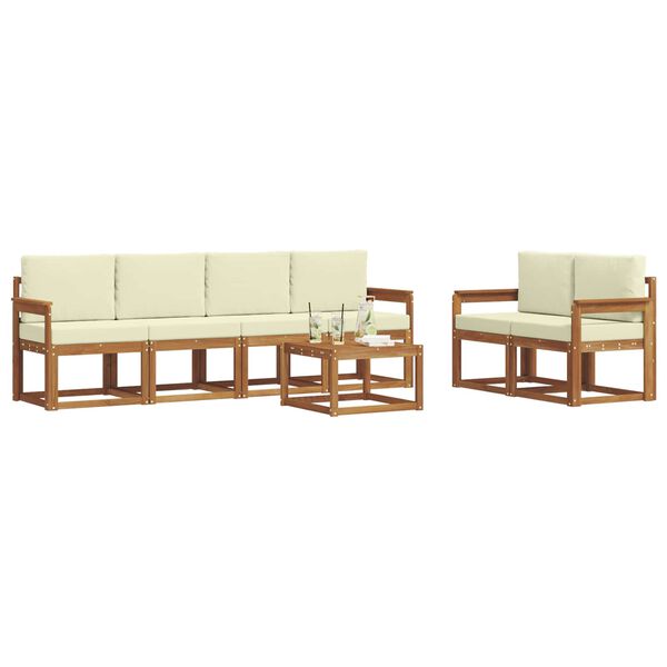 vidaXL Set di divani da esterno con cuscino 7 pcs Naturale e Crema