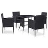 vidaXL Set da Pranzo da Giardino 5 pz in Polyrattan Nero