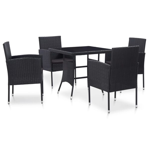 vidaXL Set da Pranzo da Giardino 5 pz in Polyrattan Nero