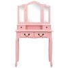 vidaXL Tavolo da Trucco con Sgabello Rosa 80x69x141 cm Legno Paulownia