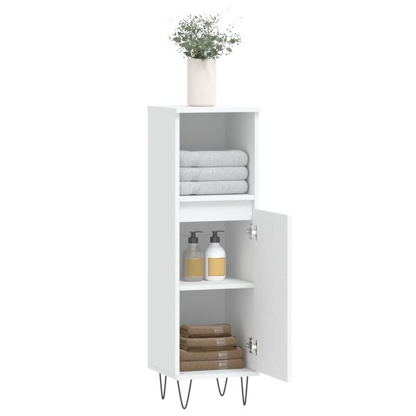 vidaXL Armadietto da Bagno Bianco 30x30x100 cm in Legno Multistrato