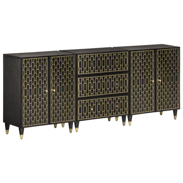 vidaXL Credenze 3 pz 60x33x75 cm in Legno Massello di Mango