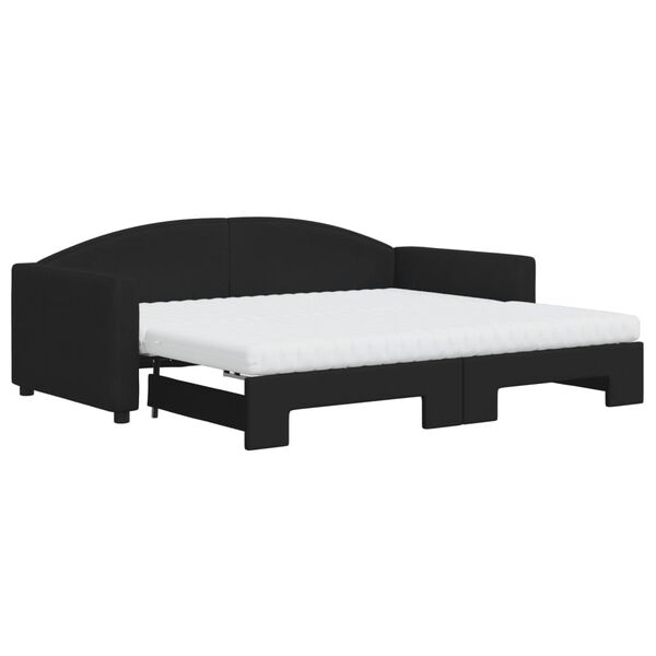 vidaXL Divano Letto Estraibile con Materassi Nero 90x190 cm in Tessuto