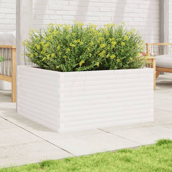 vidaXL Fioriera da Giardino Bianca 90x90x46 cm Legno Massello di Pino