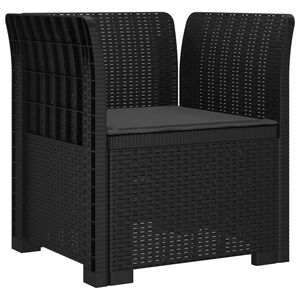 vidaXL Poltrona a 1 Posto con Cuscino Aspetto Rattan PP Antracite