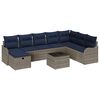 vidaXL Set di divani 9 pz 8-Numero di posti Grigio e Blu Navy
