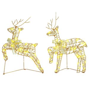 vidaXL Renne LED con 40 LED 2 pcs Bianco caldo PET