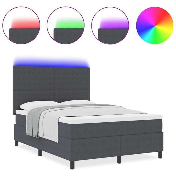 vidaXL Letto a molle Grigio scuro e bianco 203 x 160 x 128 cm