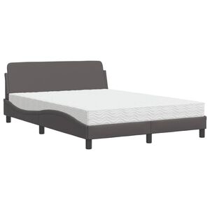 vidaXL Letto con Materasso Dover Grigio 140x190 cm in Similpelle