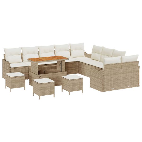 vidaXL Set Divano da Giardino 14 pcs Beige polyrattan