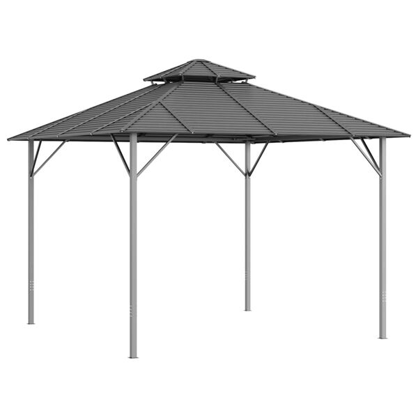 vidaXL Gazebo con Tetto Doppio 3x3 m Antracite