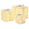 vidaXL Scatola regalo di Natale illuminata 3 pz 64 LED Bianco caldo
