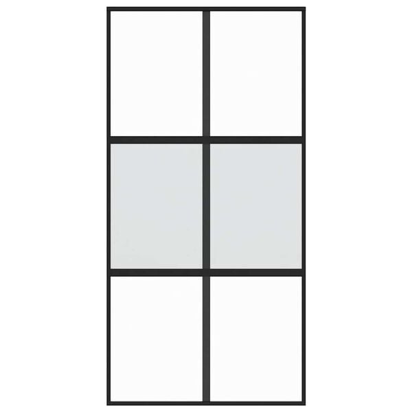vidaXL Porta Scorrevole Nera 102,5x205 cm Vetro Temperato e Alluminio
