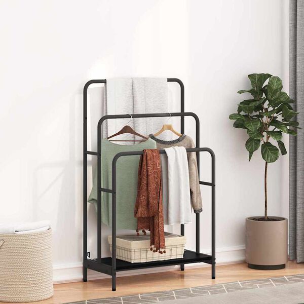 vidaXL Appendiabiti Rovere Nero 60 x 30 x 100,5 cm Legno multistrato