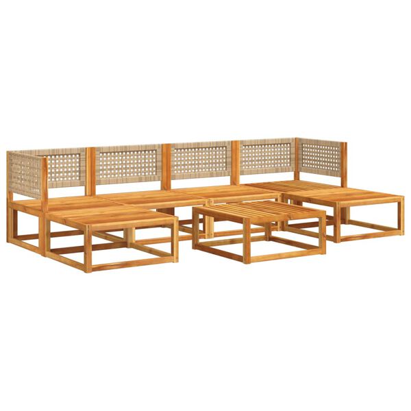 vidaXL Set di divani da giardino 7 pezzi con cuscini in legno di acacia e rattan