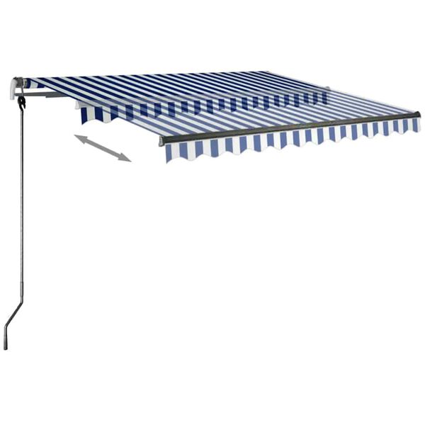 vidaXL Tenda da Sole Retrattile Manuale con LED 350x250cm Blu e Bianco