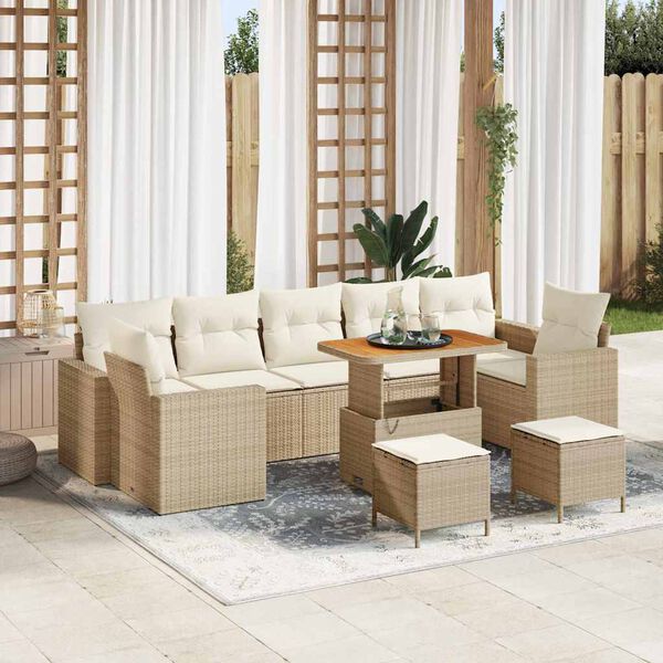 vidaXL Set Divano da Giardino 13 pcs Nero e Crema polyrattan