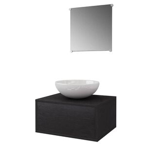 vidaXL Set Mobili da Bagno con Lavabo 3 pz Nero