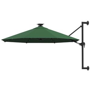 vidaXL Ombrellone da Giardino a Parete con LED 300 cm Verde