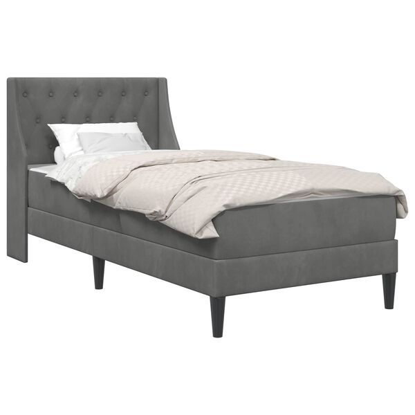 vidaXL Struttura letto con materasso Grigio scuro 90 x 200 cm Velluto