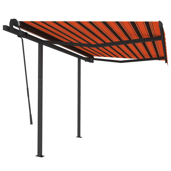 vidaXL Tenda Retrattile Automatica con Pali 3,5x2,5m Arancio e Marrone