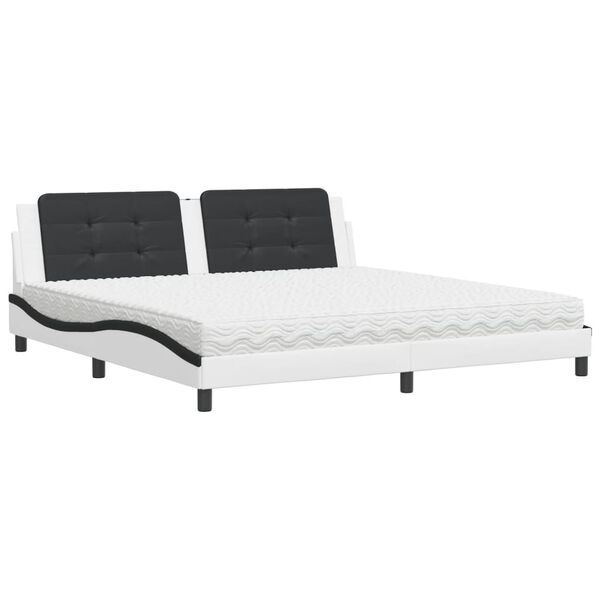 vidaXL Letto con Materasso Zadar Bianco e Nero 200x200cm in Similpelle