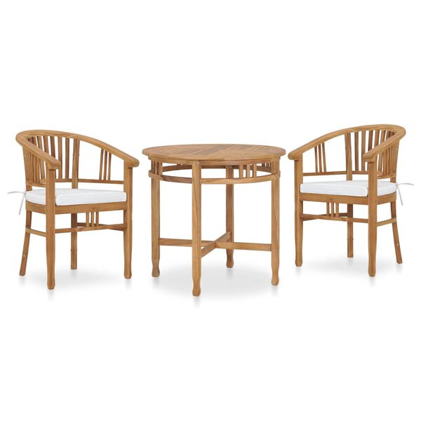 vidaXL Set da Pranzo da Giardino 3 pz con Cuscini in Legno di Teak