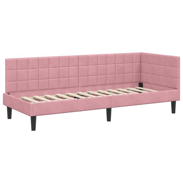 vidaXL Cornice del letto ad angolo Rosa 80 cm x 200 cm Velluto