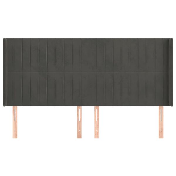 vidaXL Testiera ad Orecchio GrigioScuro 183x16x118/128 cm in Velluto