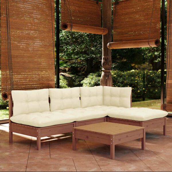 vidaXL Set Divani da Giardino 5 pz con Cuscini Ambra Legno di Pino