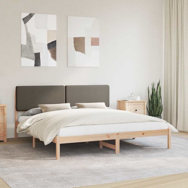 vidaXL Letto con Testiera Rivestita Talpa 200 x 200 cm Pino massello