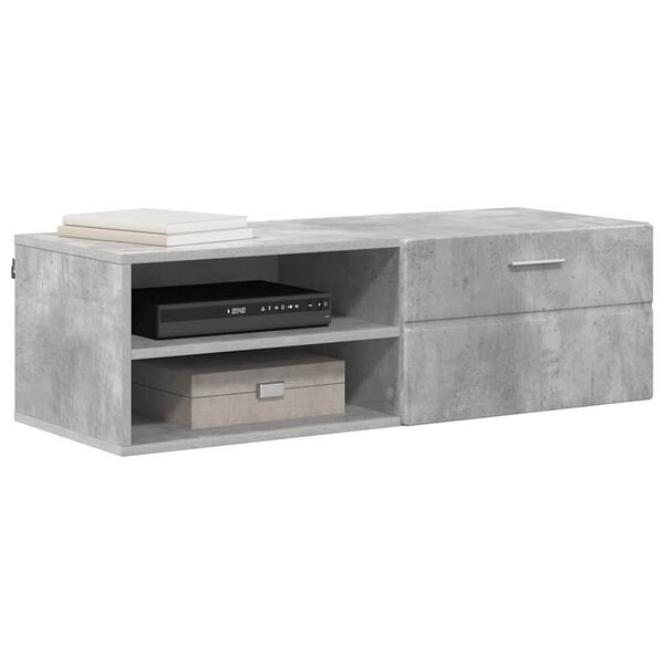 vidaXL Armadio in Legno con cassetto Grigio cemento 100,5 x 39 x 30 cm
