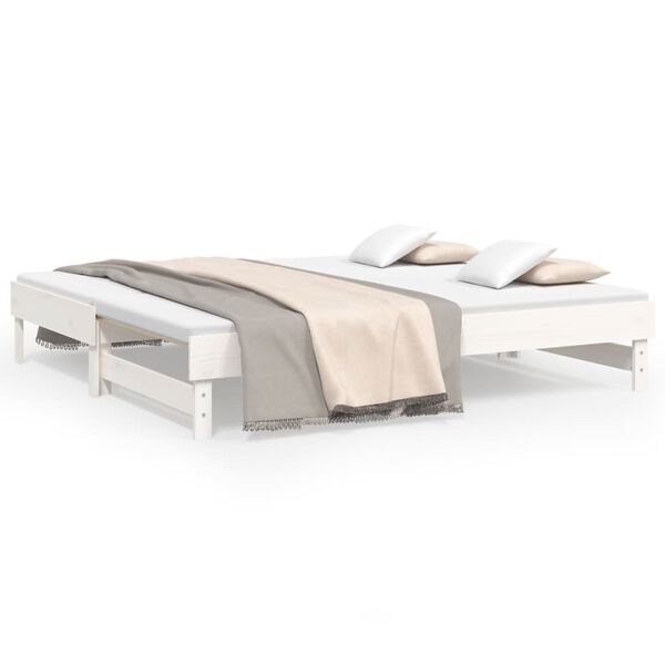 vidaXL Dormeuse Estraibile Bianca 2x(75x190) cm Legno Massello di Pino