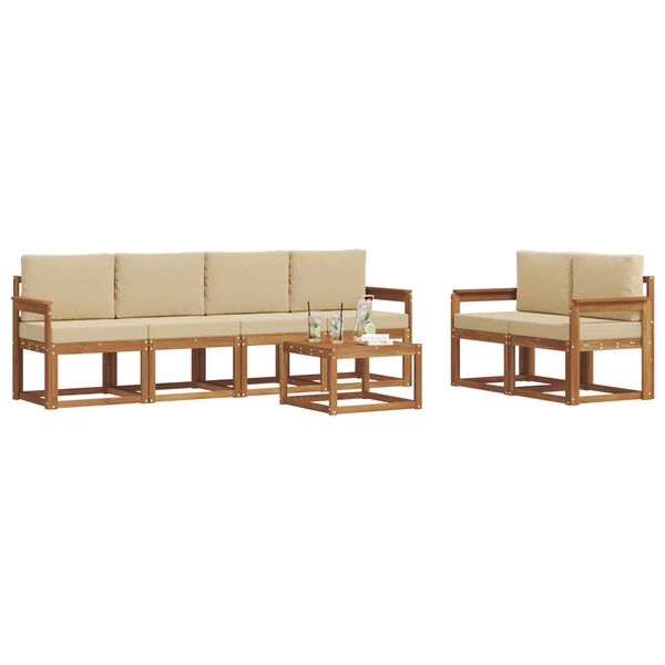 vidaXL Set di divani da esterno con cuscino 7 pcs Naturale e Beige