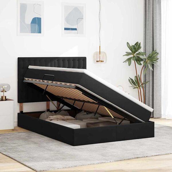 vidaXL Letto con contenitore e LED con led Nero 140 x 190 cm Velluto