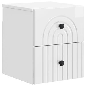 vidaXL Mobiletto da notte a muro Bianco Lucido 33 x 34,5 x 40 cm