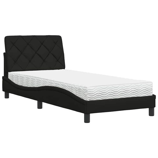 vidaXL Letto con Materasso Nero 90x190 cm in Tessuto