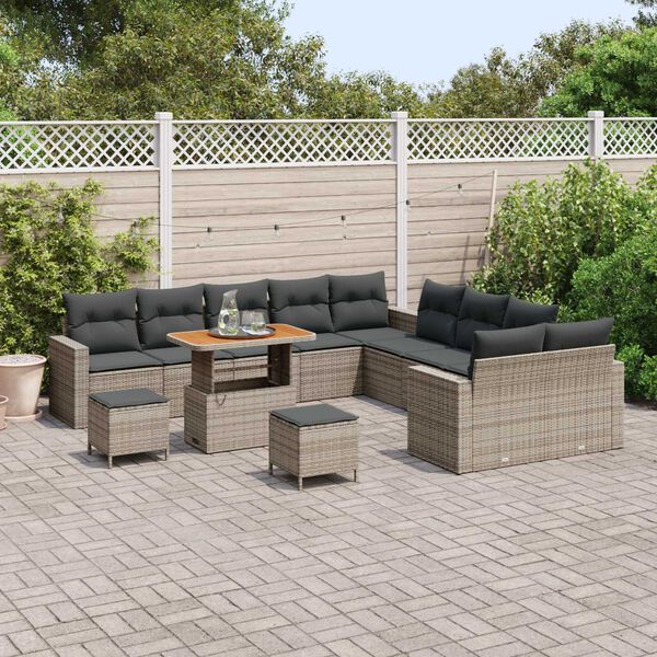 vidaXL Set Divano da Giardino 13 pcs Grigio polyrattan