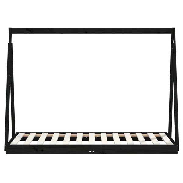 vidaXL Giroletto per Bambini Nero 80x160 cm in Legno Massello di Pino