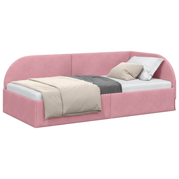 vidaXL Cornice del letto ad angolo con testiera Rosa 80 cm x 200 cm